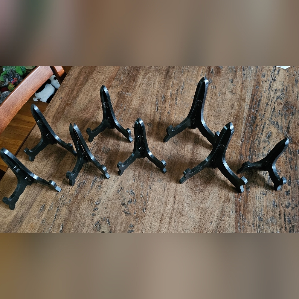 Set of 8 Black Wood Display Stands